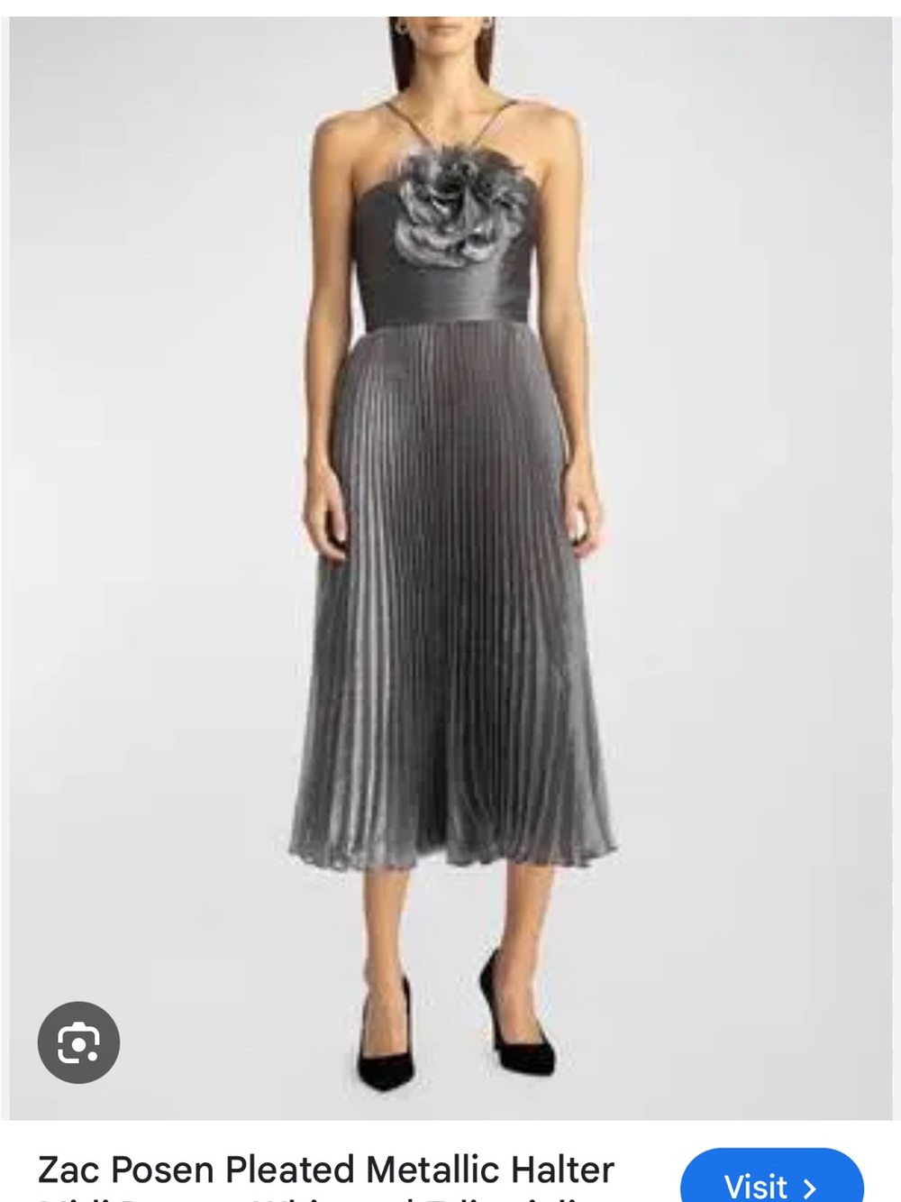 Zac Posen metallic  halter midi dress